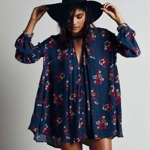 Free People Floral Hi-Low Swing Tunic, size Small